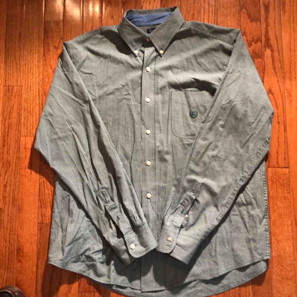 Checkered button brown casual shirt